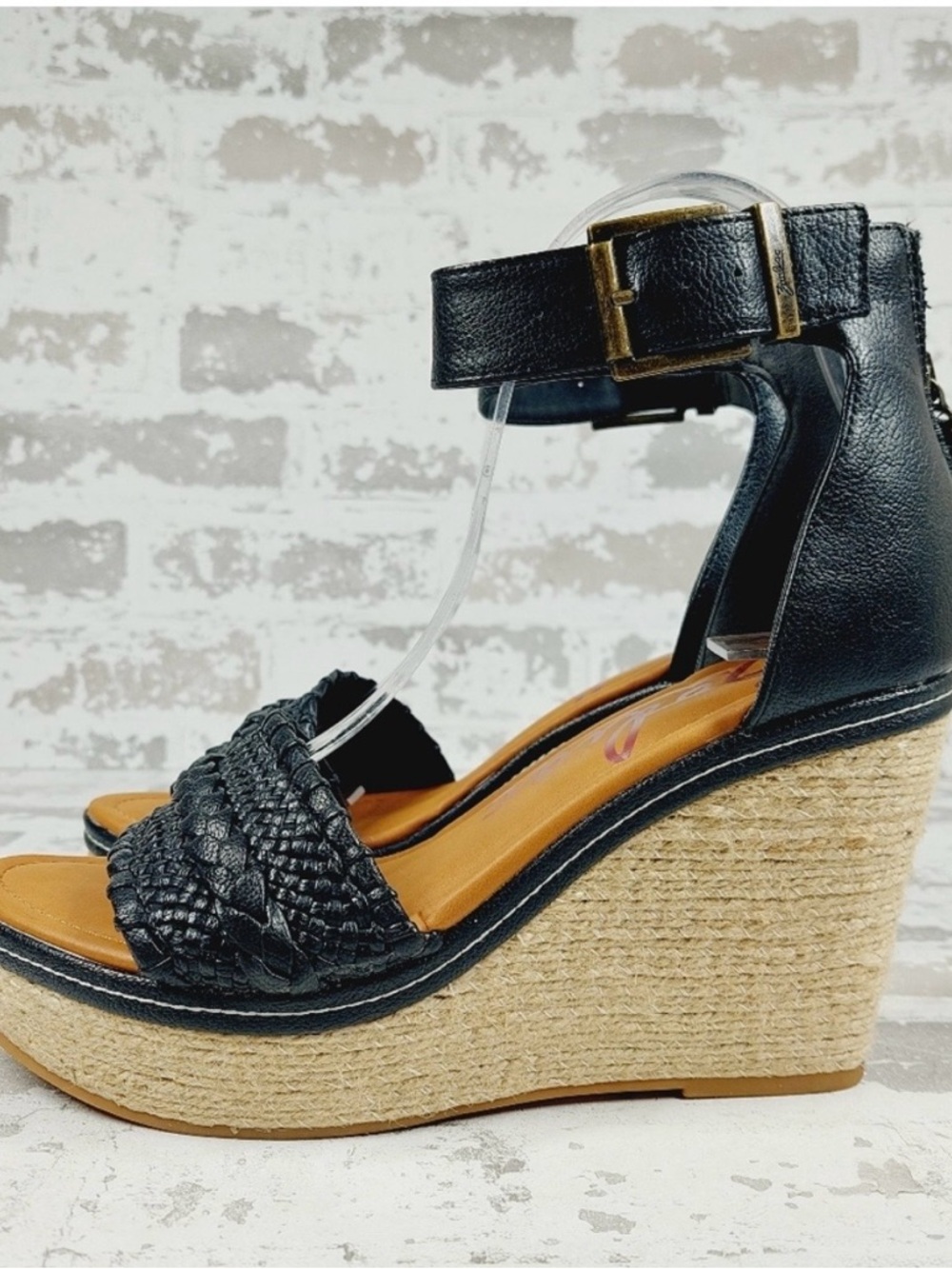 NEW* without tag Zodiac Women’s Black Ankle-strap Espadrille Wedge Sandal 8.5